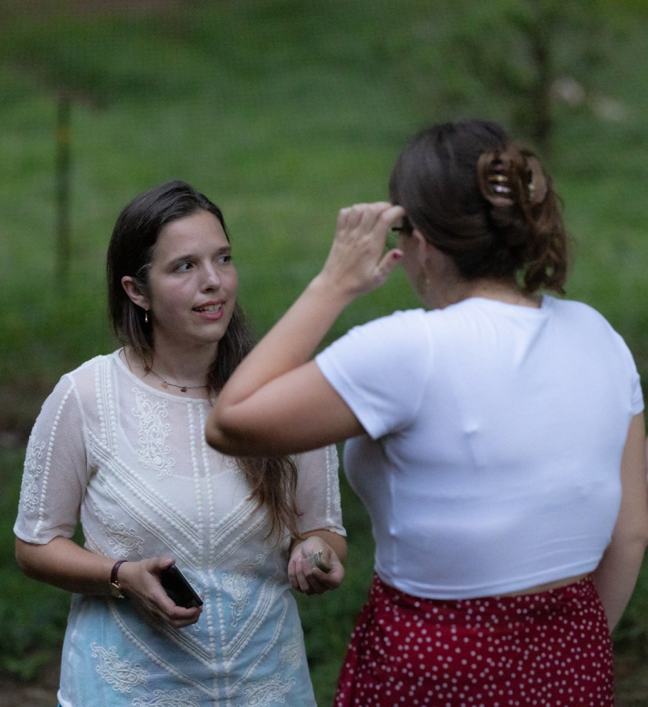 Aili and Mary Beth talk after the show